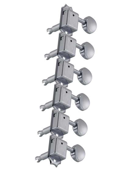 Grover Deluxe 133 Series Chrome Set 6-in-Line - Metal Buttons