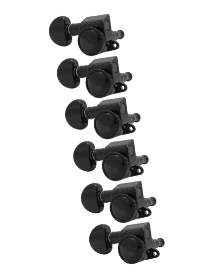 Grover Mid-Size Roto-Grip Locking Rotomatics 505 Series Black Chrome Set 6-in-Line - Left Handed