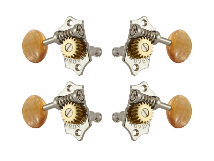 Grover Sta-Tite 18.1 Gear Ratio U98-18 Series Ukulele Pegs Nickel Set 2+2 - Acrylic Buttons
