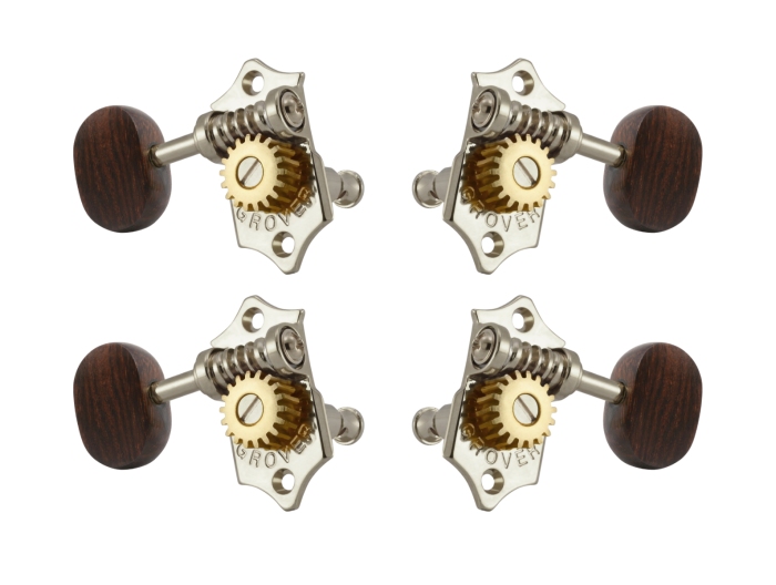 Grover Sta-Tite 18.1 Gear Ratio U99-18 Series Ukulele Pegs Nickel Set 2+2 - Rosewood Buttons