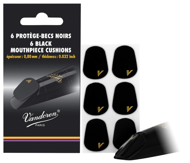 Vandoren Mouthpiece Cushions - Thick 0.80mm Black (Pack of 6 Patches)