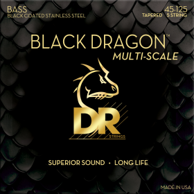 DR Strings Black Dragon Bass Coated Stainless Steel Tapered Medium Multi Scale - 5 String