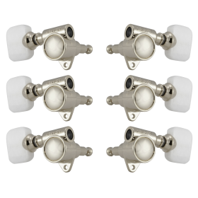 Grover Original Milk Bottle Style Rotomatics 120V Series Nickel Set 3+3 - Pearloid Buttons