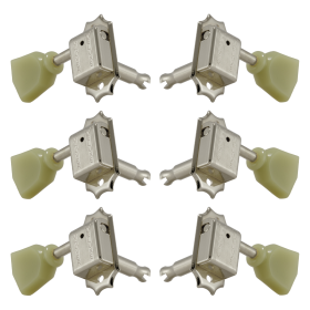 Grover Deluxe 133 Series Nickel Set 3+3 - Plastic Keystone Buttons