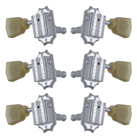 Grover Vintage 135 Series Chrome Set 3+3 - Plastic Keystone Buttons