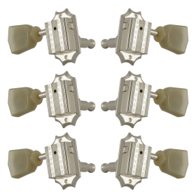 Grover Vintage 135 Series Nickel Set 3+3 - Plastic Keystone Buttons