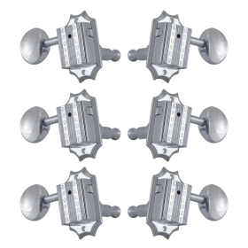 Grover Vintage Deluxe 136 Series Chrome Set 3+3 - Metal Buttons