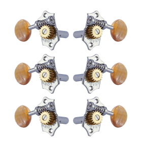 Grover Sta-Tite 18:1 Horizontal 97 Series Chrome Set 3 + 3 - Acrylic Buttons