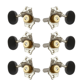 Grover Sta-Tite 18:1 Horizontal 97 Series Nickel Set 3+3 - Ebony Buttons