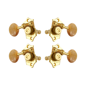 Grover Sta-Tite 18.1 Gear Ratio U98-18 Series Ukulele Pegs Gold Set 2+2 - Acrylic Buttons