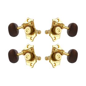 Grover Sta-Tite 18.1 Gear Ratio U98-18 Series Ukulele Pegs Gold Set 2+2 - Rosewood Buttons
