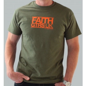 Faith Guitars T-Shirt Green/Orange - X-Large