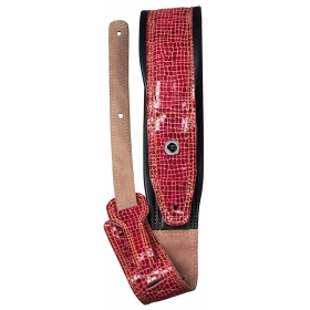 TGI Guitar Strap Padded Leather Red Skin Effect