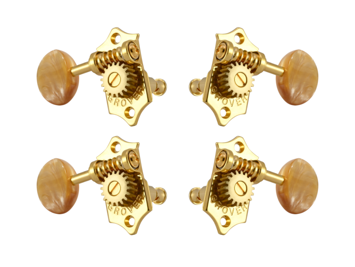 Grover Sta-Tite 18.1 Gear Ratio U99-18 Series Ukulele Pegs Gold Set 2+2  - Acrylic Buttons
