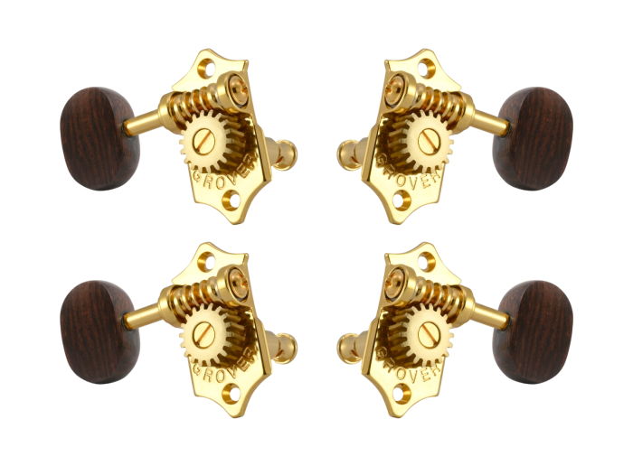 Grover Sta-Tite 18.1 Gear Ratio U99-18 Series Ukulele Pegs Gold Set 2+2 - Rosewood Buttons