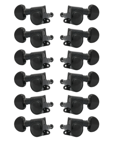 Grover Mid-Size Rotomatics 205-18 Series Black Chrome Set 6+6