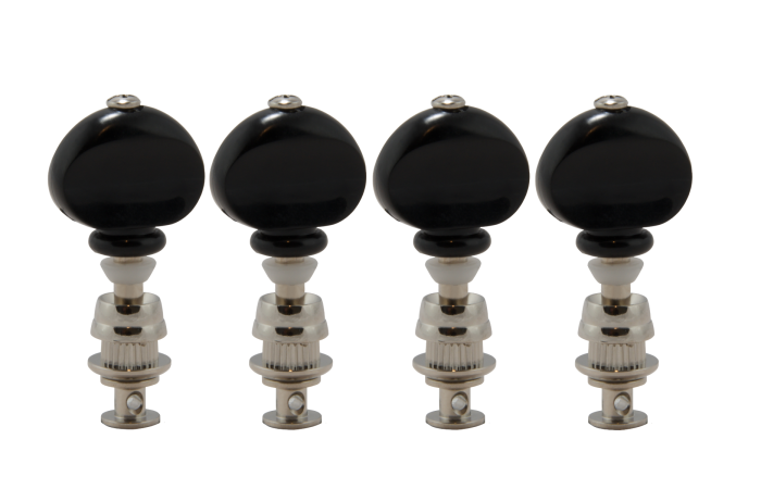 Grover Champion #6 Ukulele Nickel Pegs Set of 4 - Black Buttons