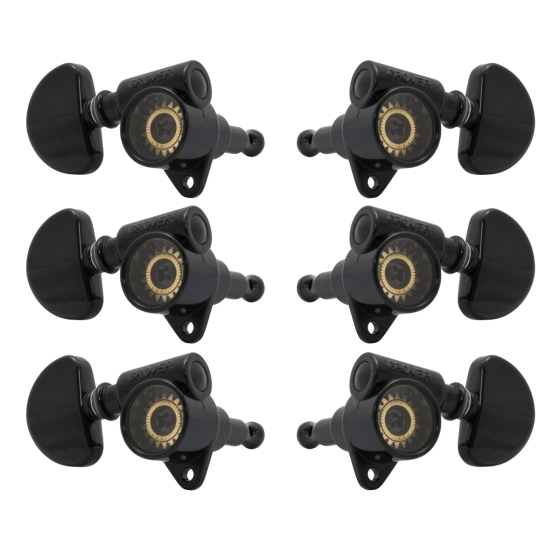 Grover Original Milk Bottle Style Rotomatics 102V Series Black Set 3+3 - Clear Cap