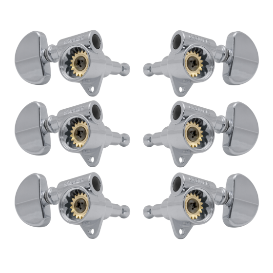 Grover Original Milk Bottle Style Rotomatics 102V Series Chrome Set 3+3 - Clear Cap