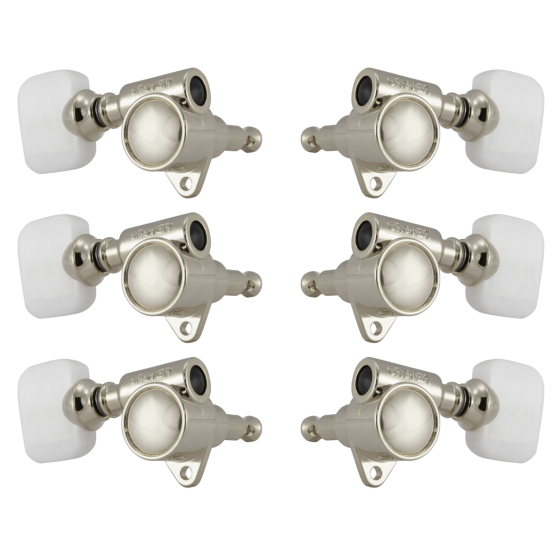 Grover Original Milk Bottle Style Rotomatics 120V Series Nickel Set 3+3 - Pearloid Buttons