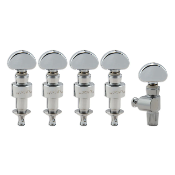 Grover Planetary 121 Series Banjo Pegs Chrome - Metal Button - Set of 5