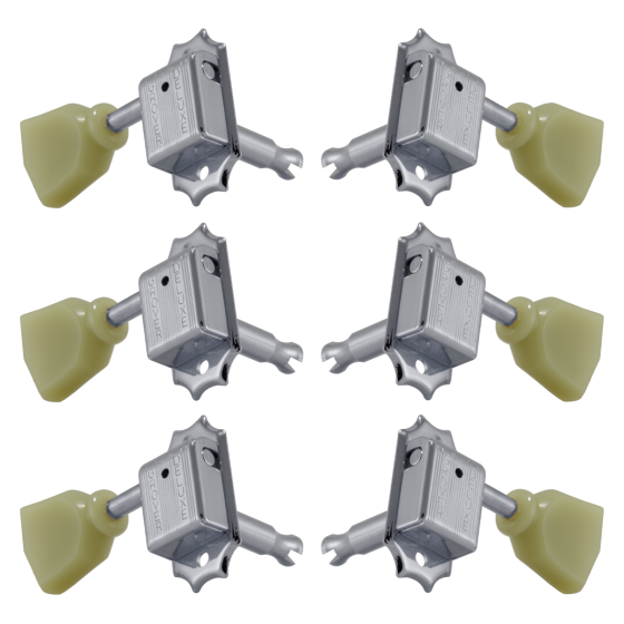 Grover Deluxe 133 Series Chrome Set 3+3 - Plastic Keystone Button