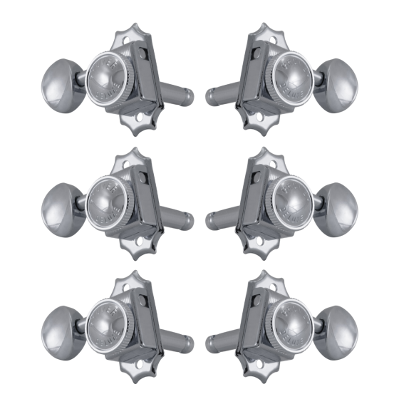 Grover Roto-Grip Locking Vintage 533 Series Chrome Set 3+3 - Metal Button 