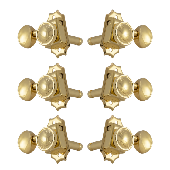 Grover Roto-Grip Locking Vintage 533 Series Gold Set 3+3 - Metal Button 