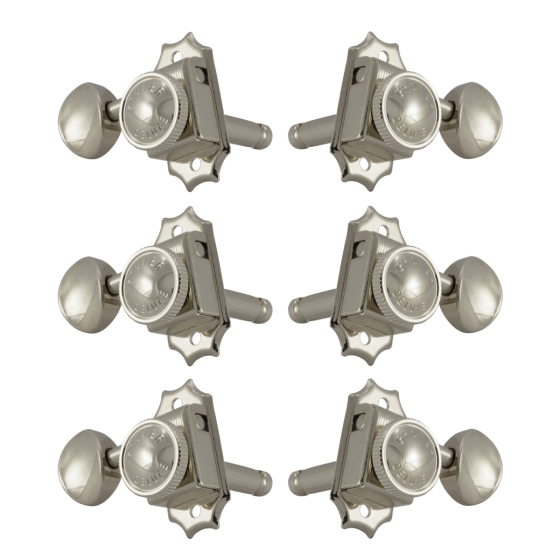 Grover Roto-Grip Locking Vintage 533 Series Nickel Set 3+3 - Metal Button 