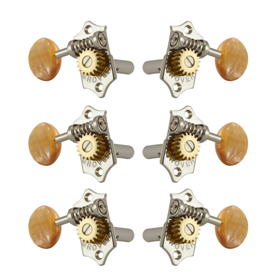 Grover Sta-Tite 18:1 Horizontal 97 Series Nickel Set 3+3 - Acrylic Buttons