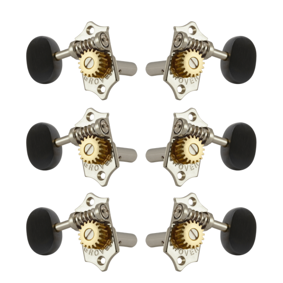 Grover Sta-Tite 18:1 Horizontal 97 Series Nickel Set 3+3 - Ebony Buttons