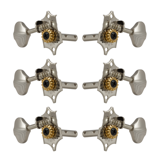 Grover Sta-Tite Horizontal 97 Series Nickel Set 3+3 - Butter Bean Buttons