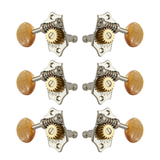 Grover Sta-Tite 18:1 Vertical 97 Series Nickel Set 3 + 3 - Acrylic Buttons