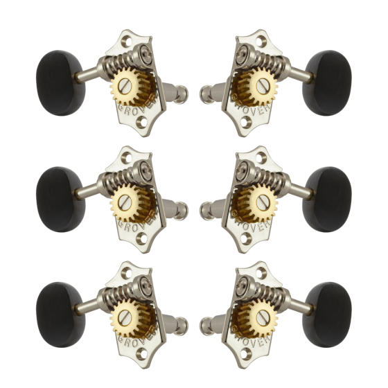 Grover Sta-Tite 18:1 Vertical 97 Series Nickel Set 3 + 3 - Ebony Buttons